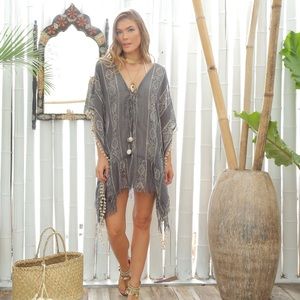 Z&L ethnic Cover up with pom-poms